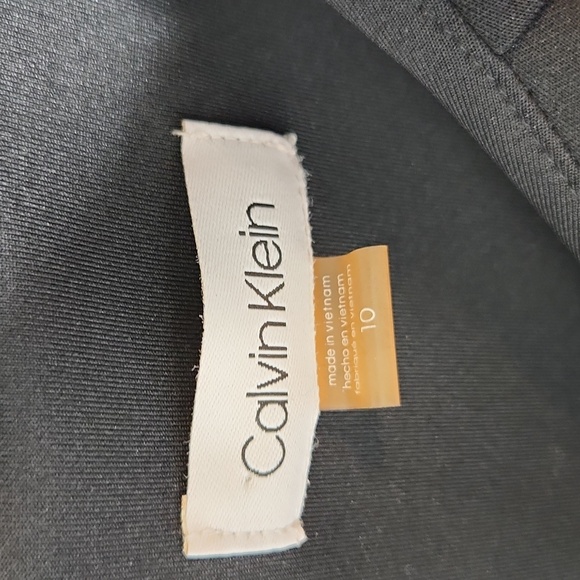 Calvin Klein black scuba ruffle cocktail dress sleeveless formal wedding size 10 - Picture 6 of 8